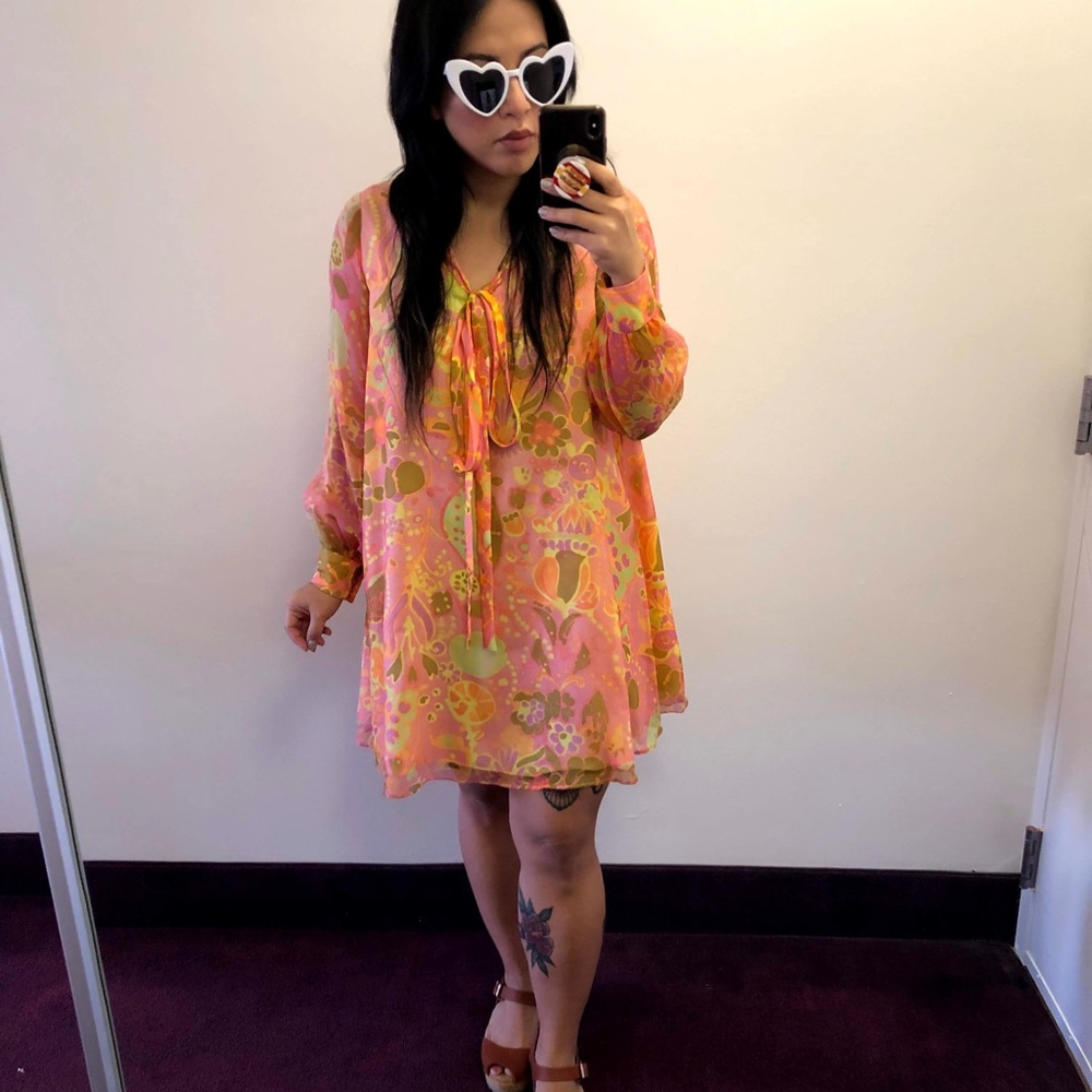 Vintage 60s Print Babydoll Dress